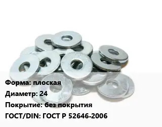 Шайба плоская D=24 без покрытия ГОСТ: ГОСТ Р 52646-2006